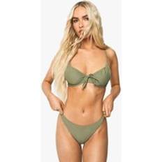 Normal Waist Bikini Bottoms boohoo Womens Petite Swimwear Essentials Solid Brief - Green