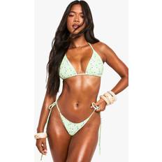 Florals Bikini Bottoms boohoo Womens Floral Tie Side Bikini Brief - Green