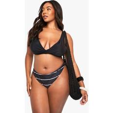 Stripes - Women Bikini Bottoms boohoo Womens Plus Swimwear Essentials High Waist Stripe Brief - Black
