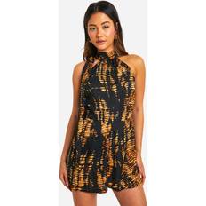 Tie Dye - Women Jumpsuits & Overalls boohoo Womens Tie Dye Halterneck Playsuit - Black