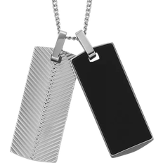 Stainless Steel Necklaces Fossil Harlow Linear Texture Chain Necklace - Silver/Onyx