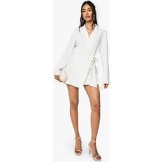 White - Wrap Dresses boohoo Womens Wrap Drape Front Tailored Blazer Dress - White