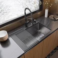 Full-Size Sinks Karran Fusion 27-in x 18.25-in Stainless Steel Single Bowl Kitchen Sink UUMSB2731-PK1