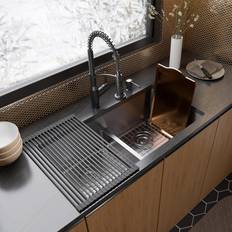 Full-Size Sinks Karran Fusion Undermount 33-in x 18.25-in Stainless Steel Double Equal Bowl Kitchen Sink UUMDB3321-PK1