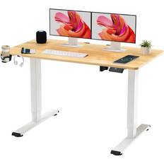 Electric Standing Maple/White Writing Desk 60x110cm