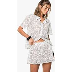 Lace - Women Shorts boohoo Womens Corded Lace Beach Shorts - White
