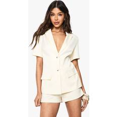 Short Sleeves Jumpsuits & Overalls boohoo Womens Tailored Short Sleeve Structured Playsuit - White