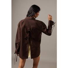 Brown - Women Shirts Warehouse Oversized Bow Back Shirt - Chocolate