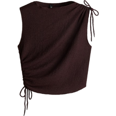 Boat Neck Tops H&M Drawstring Detail Top - Burgundy