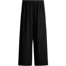 H&M Wide Linen Blend Trousers - Black
