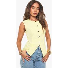 Women - Yellow Vests boohoo Womens Gold Button Tailored Waistcoat - Yellow