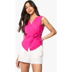 Pink Vests boohoo Womens Bengaline Wrap Detail Buckle Waistcoat - Pink