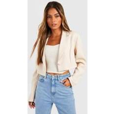 boohoo Womens Basics Woven Single Button Crop Blazer - Beige