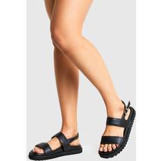 Slippers & Sandals boohoo Womens Wide Fit Double Strap Sandals - Black