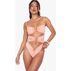 Sportswear Garment Swimsuits boohoo Womens Glitter Cutout Swimsuit - Orange