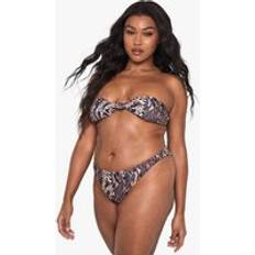 Leopard Bikinis boohoo Womens Plus Swimwear Essentials Leopard Bandeau Bikini Top - Multi