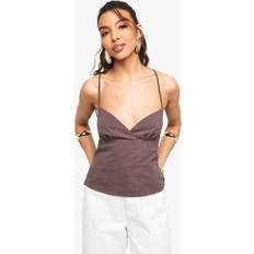 Boohoo Underwear boohoo Womens Linen Look Strappy Corset Top - Brown