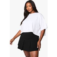 Skirts boohoo Womens Plus Bengaline Pleated Mini Skirt - Black
