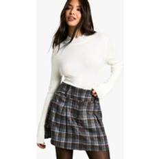 Pleats Skirts boohoo Womens Check Print Pleated Mini Skirt - Brown