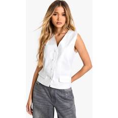 Boohoo Outerwear boohoo Womens Tailored Nylon Button Waistcoat - White