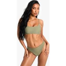 Sportswear Garment - Women Bikinis boohoo Womens Petite Swimwear Essentials Crop Bikini Top - Khaki
