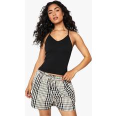 M Tank Tops boohoo Womens Seamless Rib Racer Back Vest Top - Black
