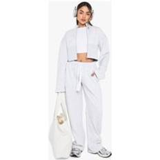 boohoo Womens Cinched Waist Bomber Straight Leg Tracksuit - Grey