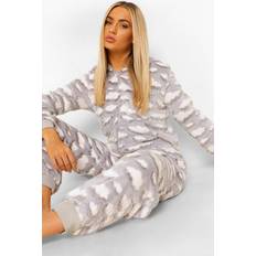 Fleece - Women Pyjamas boohoo Womens Cloud Print Luxury Fleece Onesie - Grey