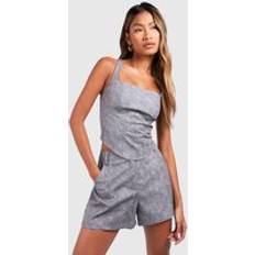 Boohoo Women Shapewear & Under Garments boohoo Womens Washed Leather Look Longline Corset - Grey