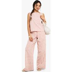 Checkered - Women Trousers boohoo Womens Gingham Woven Boxy Co-Ord - Beige