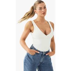 Padded Tank Tops boohoo Womens Buttery Soft Built In Padded V Neck Vest Top - White