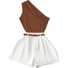 Shein INAWLY 2 Pieces Women Sleeveless Solid Color Tank Top And Shorts Set, Casual