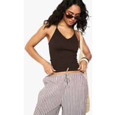 M Tank Tops boohoo Womens Seamless Rib Racer Back Vest Top - Brown