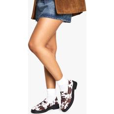 Faux Leather Low Shoes boohoo Womens Cow Print Faux Pony Skin Chunky Loafers - Brown