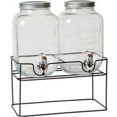 Saftdispenser Saftdispenser Med Stativ 2x4 L Sort Metal Glas Klar Drikkedispenser 4L