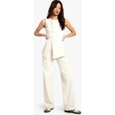 boohoo Womens Tall Cord Wide Leg Trouser - White
