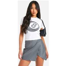Checkered - Women Skirts boohoo Womens Bengaline Gingham Wrap Split Skirt - Black