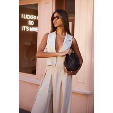 Vests on sale boohoo Womens Linen Look Tailored Cropped Waistcoat - Beige