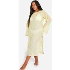 Green Swimsuit Cover-Ups & Sarong Wraps boohoo Womens Plus Long Sleeve Thigh Split Maxi Beach Dress - Green