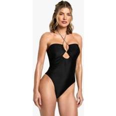 Cut-Out Clothing boohoo Womens Mono Rope Strap Bandeau Swimsuit - Black