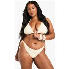 Yellow Bikini Sets boohoo Womens Plus Shell Trim Broderie Tie Front Highwaist Bikini - Yellow