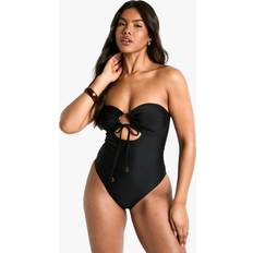 Swimsuits boohoo Womens Resin Trim Swimsuit - Black