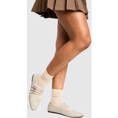 Beige Low Shoes boohoo Womens Triple Strap Mary Jane Ballets - Beige