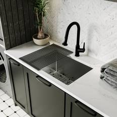 Full-Size Sinks Karran Fusion 23 in x 18.25 in Stainless Steel Single Bowl 16 Gauge Kitchen Sink UUMSB2331-12PK1