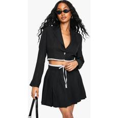 Boohoo Blazers boohoo Womens Tailored Woven Cropped Contrast Hem Blazer - Black