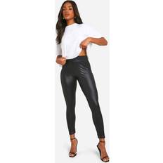 Leggings on sale boohoo Womens Waist Cinching Leather Look Leggings - Black