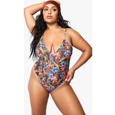 Multicoloured - Sportswear Garment Swimwear boohoo Womens Plus Mix Floral Scoop Swimsuit - Multi