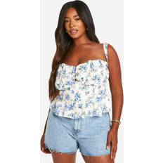 Cotton Corsets boohoo Womens Plus Ditsy Floral Peplum Corset Top - White