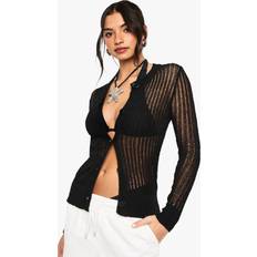 Boohoo Cardigans boohoo Womens Ladder Detail Cardigan - Black