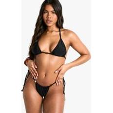 Black Bikini Sets boohoo Womens Resin Stone Trim Triangle Bikini Top & Tie Side Bikini Bottoms Set - Black